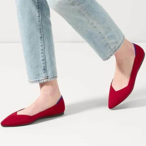 Rothy’s The Point Chili Red Flat Shoes Size 6