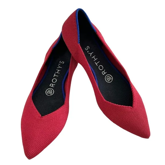 Rothy’s The Point Chili Red Flat Shoes Size 6