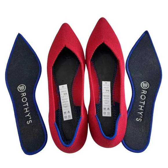 Rothy’s The Point Chili Red Flat Shoes Size 6