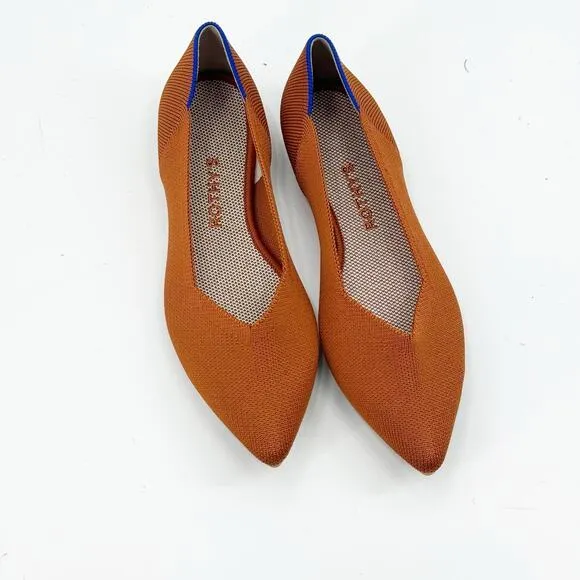 Rothy’s The Point Toe Ballet Flat Slip-On Soft Flexible in Brandy Size W8 NWOB