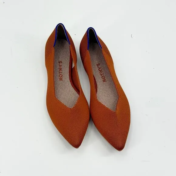 Rothy’s The Point Toe Ballet Flat Slip-On Soft Flexible in Brandy Size W8 NWOB