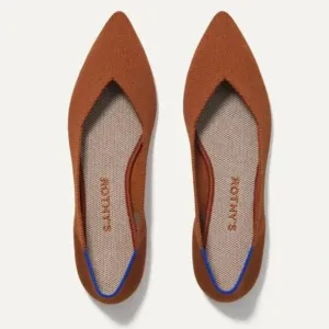 Rothy’s The Point Toe Ballet Flat Slip-On Soft Flexible in Brandy Size W8 NWOB