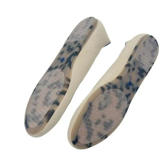 Rothy's the Round Toe Ballet Flat Slip-On Comfortable Ecru Beige Size W12 NWOB