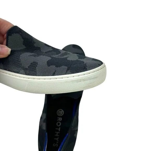Rothy's The Sneaker Gray Camo Slip On Round Toe Flats Shoes Womens Size 10.5