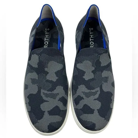 Rothy's The Sneaker Gray Camo Slip On Round Toe Flats Shoes Womens Size 10.5