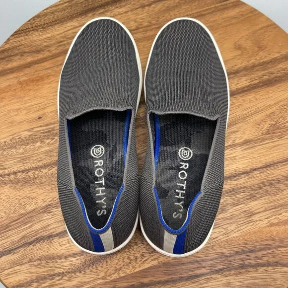 Rothys The Sneaker Slip On Shoes Womens Size 9 Gray Canvas Casual Low Top