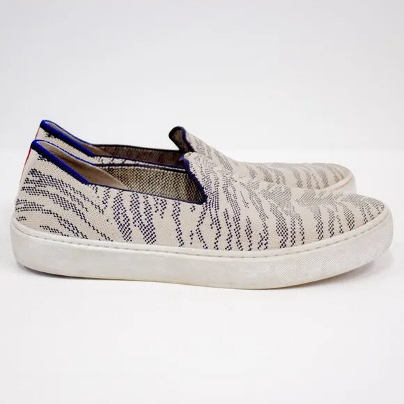 Rothy's Women's Size 7.5 Retired Martime Gray Tiger Print Loafer, Sporty Sneaker