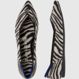 Rothys Zebra The Point Flats Black Size 7.5