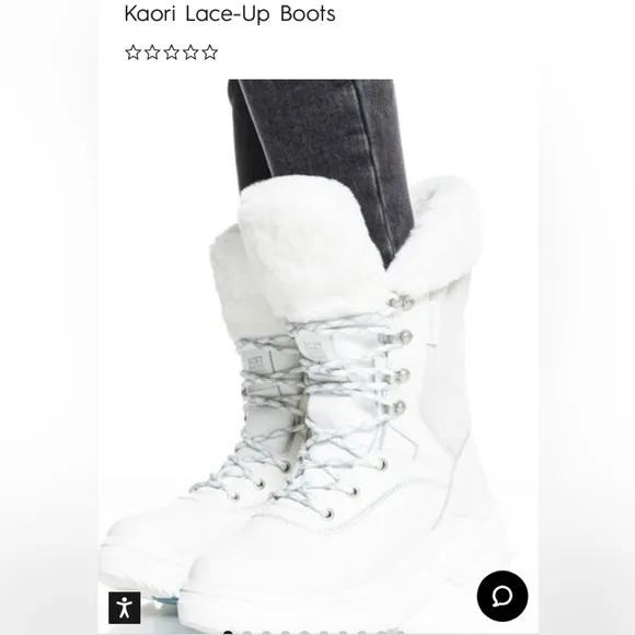 ROXY• “Kaori”•Winter White• Lace up•Leather &amp; Faux Fur•Boots•5.5•NWT!