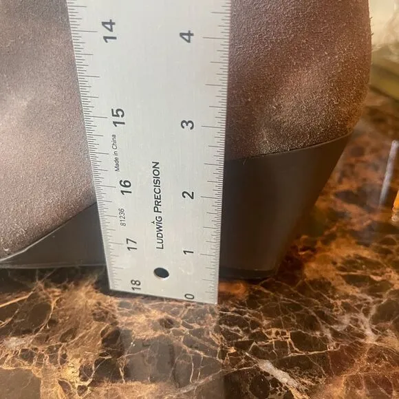 Ruched Suede Gray Wedge Boots!