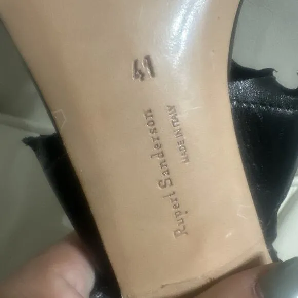 Rupert Sanderson Black Leather Leaf Edges High Heeled Sandals Size EU 41