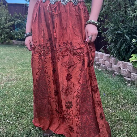 Rustic Patchwork Embroidered Boho Skirt