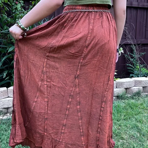Rustic Patchwork Embroidered Boho Skirt
