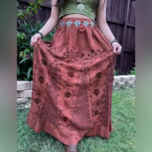 Rustic Patchwork Embroidered Boho Skirt