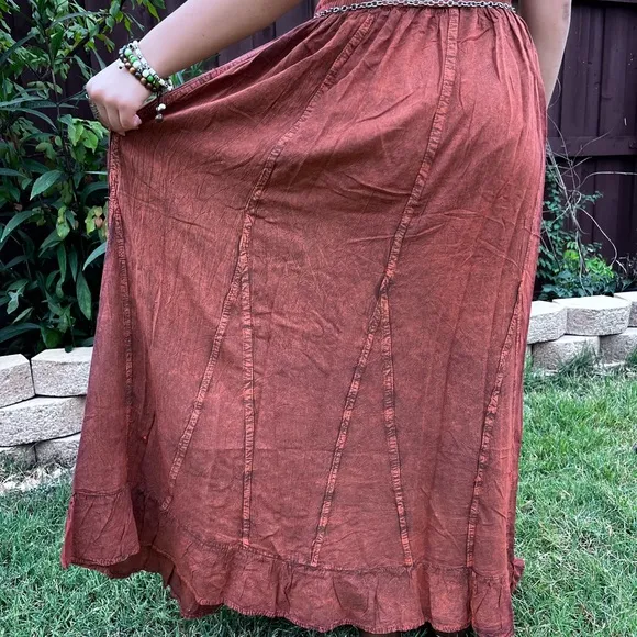 Rustic Patchwork Embroidered Boho Skirt