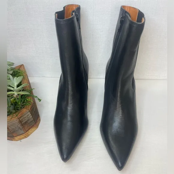 SAINT G ELLIANA BLACK LEATHER SCULPTED HEEL INSIDE ZIP‎ BOOTS Ankle 9