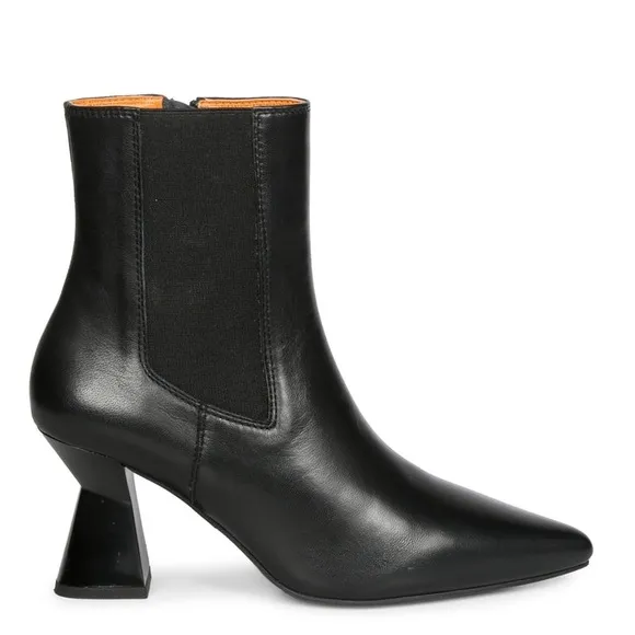 SAINT G ELLIANA BLACK LEATHER SCULPTED HEEL INSIDE ZIP‎ BOOTS Ankle 9