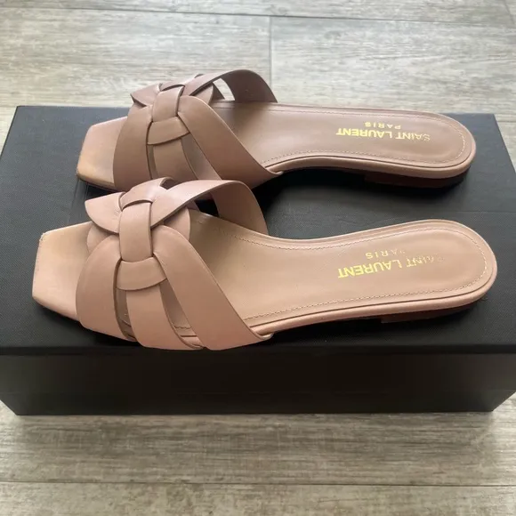 Saint Laurent Women's Nude Tribute Sandals 5.5