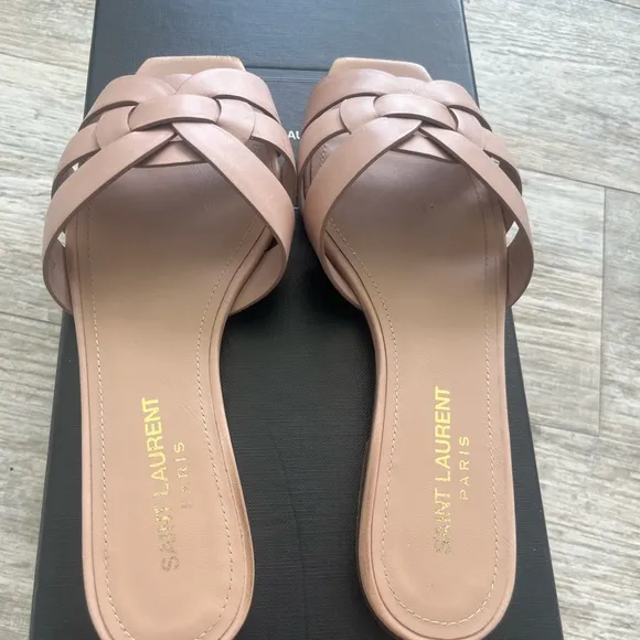 Saint Laurent Women's Nude Tribute Sandals 5.5