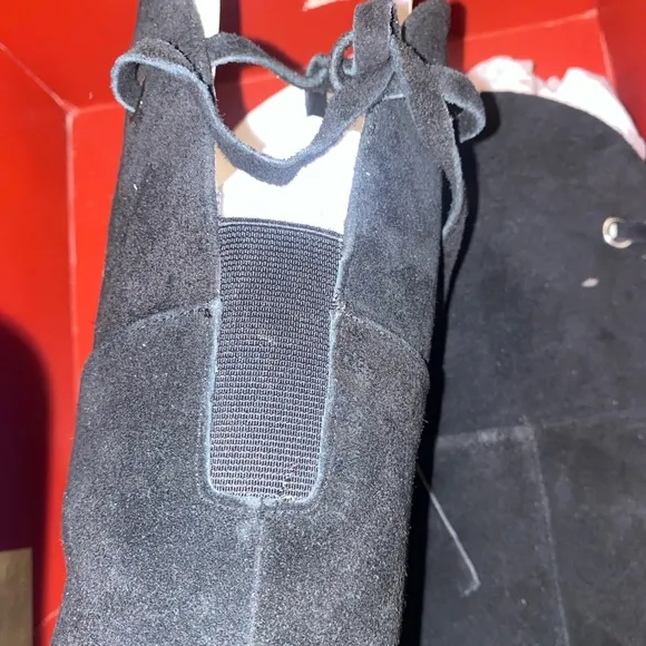 SAKS Fifth Avenue RED SR-RENEE Black Cow Split Suede High Heel Boots US Size 9
