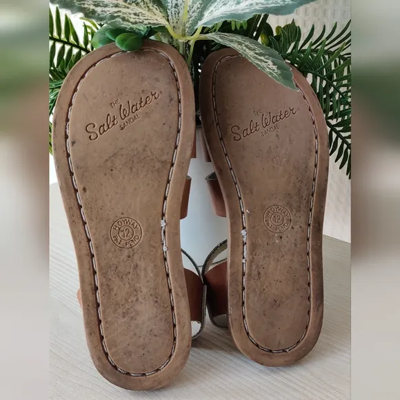 Salt Water Little Girls Tan Leather Upper Sandals Size 12