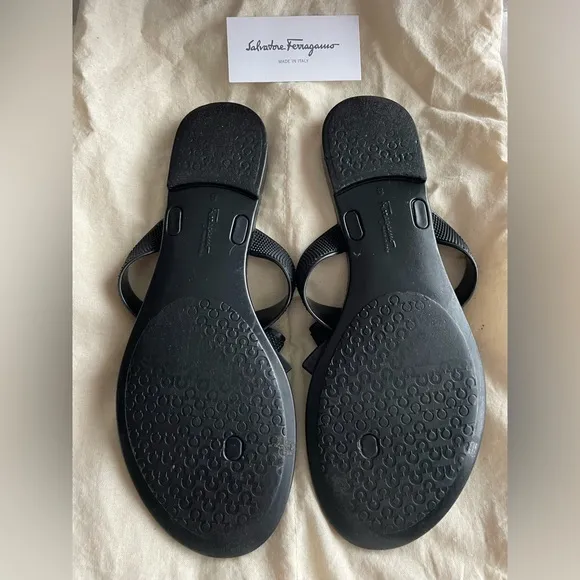 Salvatore Ferragamo “Bali” Bow Sandals - Size 8 - Made in Italy