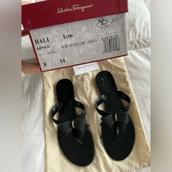 Salvatore Ferragamo “Bali” Bow Sandals - Size 8 - Made in Italy