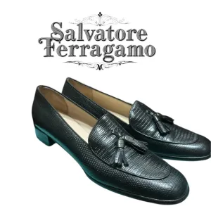 Salvatore Ferragamo Black Leather Men's Loafers