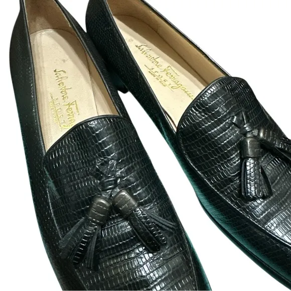 Salvatore Ferragamo Black Leather Men's Loafers