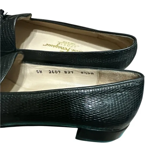 Salvatore Ferragamo Black Leather Men's Loafers