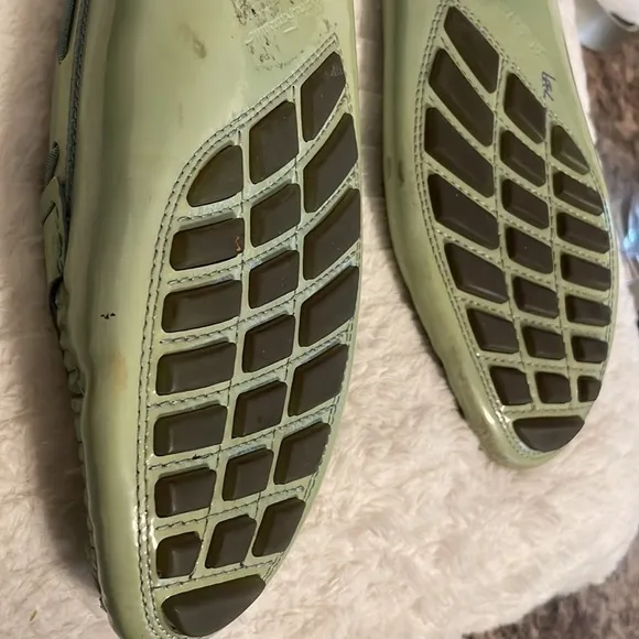 Salvatore Ferragamo Pistachio Green Patten Leather Pointed Toe Bow Loafers