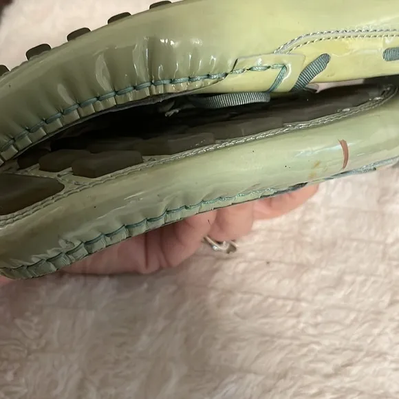 Salvatore Ferragamo Pistachio Green Patten Leather Pointed Toe Bow Loafers