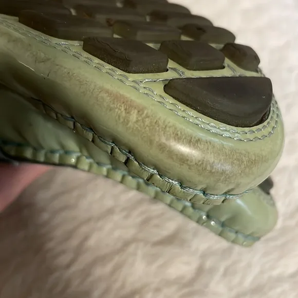 Salvatore Ferragamo Pistachio Green Patten Leather Pointed Toe Bow Loafers