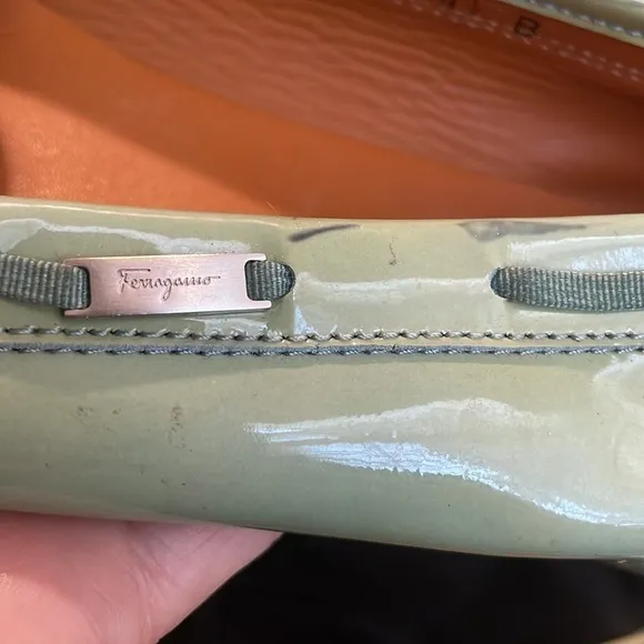Salvatore Ferragamo Pistachio Green Patten Leather Pointed Toe Bow Loafers