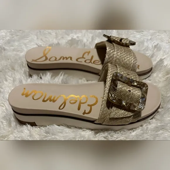 Sam Edelman Ariane Platform Women's Tan Slide Sandals Sz. 8.5