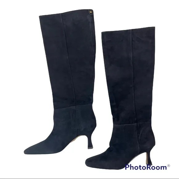 Sam Edelman Black Lillia Real Suede Knee-High Boots 8
