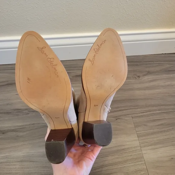 Sam Edelman Blake Suede Ankle Boots Oatmeal 6.5