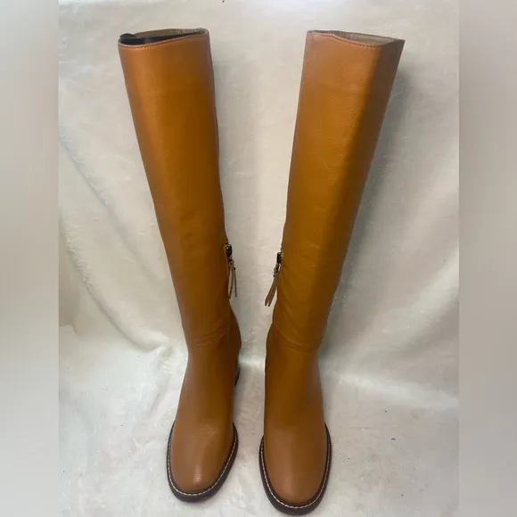 Sam Edelman Elsy Caramel‎ Leather Block Heel Boot Womens NWOB size 5.5