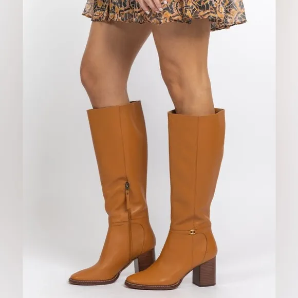 Sam Edelman Elsy Caramel‎ Leather Block Heel Boot Womens NWOB size 5.5