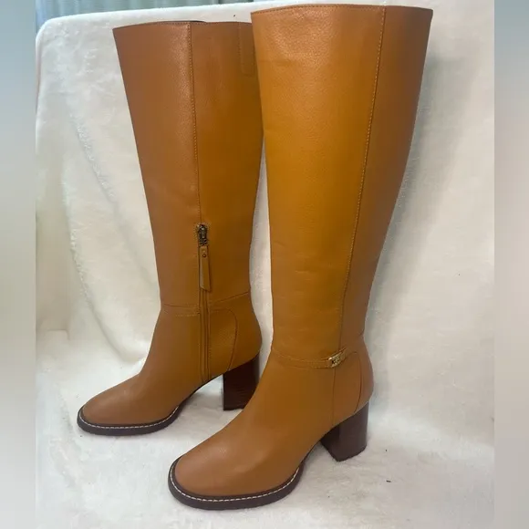 Sam Edelman Elsy Caramel‎ Leather Block Heel Boot Womens NWOB size 5.5