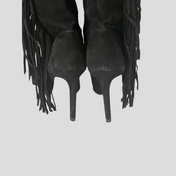 SAM EDELMAN Fayette Fringed Suede Mid-Calf Boots Size 7