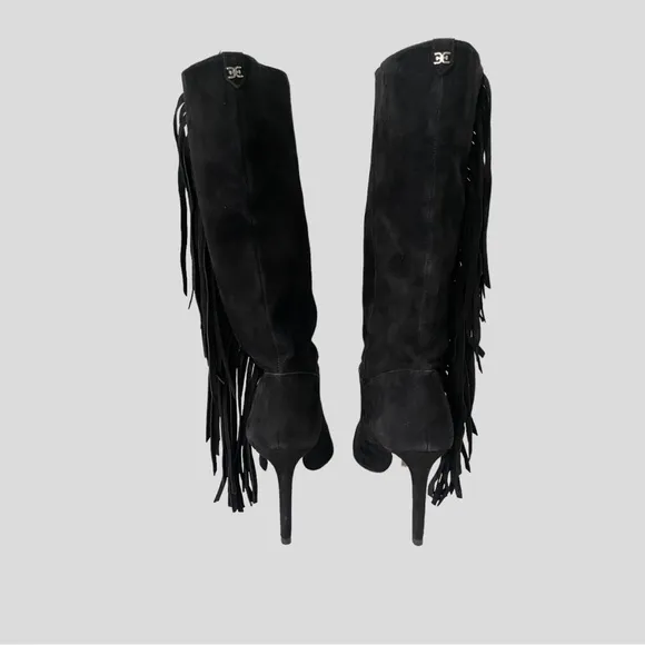 SAM EDELMAN Fayette Fringed Suede Mid-Calf Boots Size 7