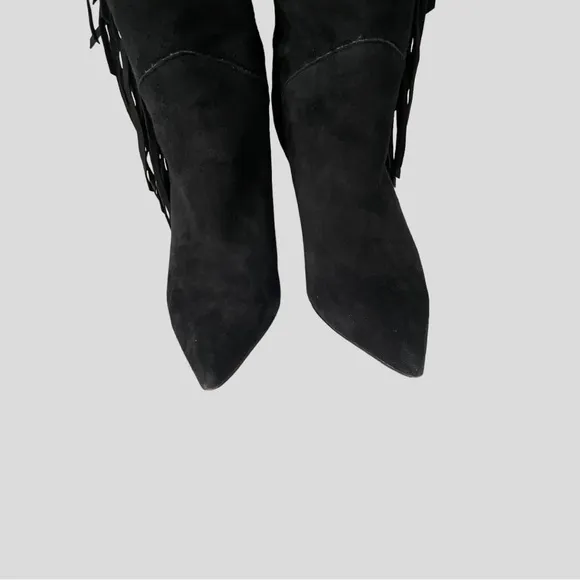 SAM EDELMAN Fayette Fringed Suede Mid-Calf Boots Size 7