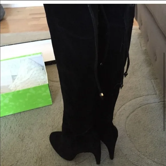 Sam Edelman “Kayla” OTK Black Suede Boots 7 EUC