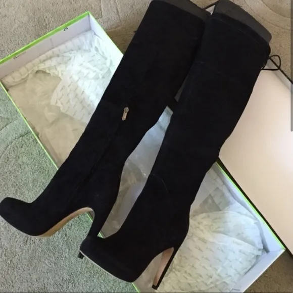 Sam Edelman “Kayla” OTK Black Suede Boots 7 EUC