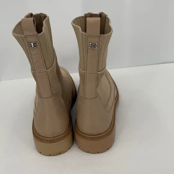 Sam Edelman Leone combat suede boots zipper tan shoe women lug chunky new 9.5