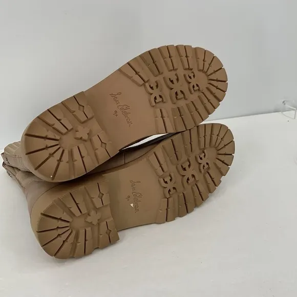 Sam Edelman Leone combat suede boots zipper tan shoe women lug chunky new 9.5
