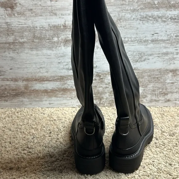 Sam Edelman Lerue Womens Faux Leather Lug Sole Over-The-Knee Boots Sz 7