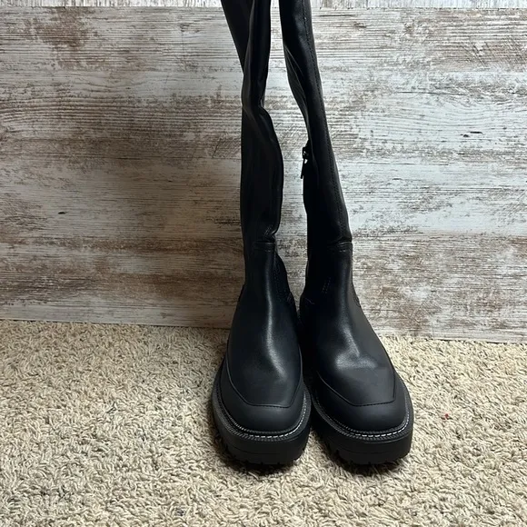 Sam Edelman Lerue Womens Faux Leather Lug Sole Over-The-Knee Boots Sz 7