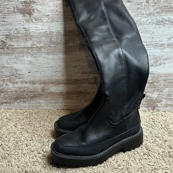 Sam Edelman Lerue Womens Faux Leather Lug Sole Over-The-Knee Boots Sz 7